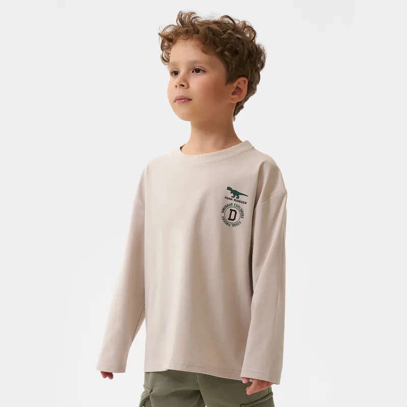 Лонгслив детский, для мальчиков, хлопок/спандекс, серо-бежевый, Carson