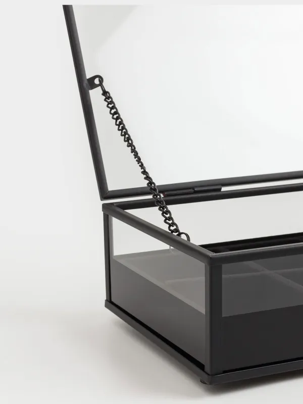 Шкатулка для украшений, 21х13 см, стекло/металл, черная, Collection, image-3