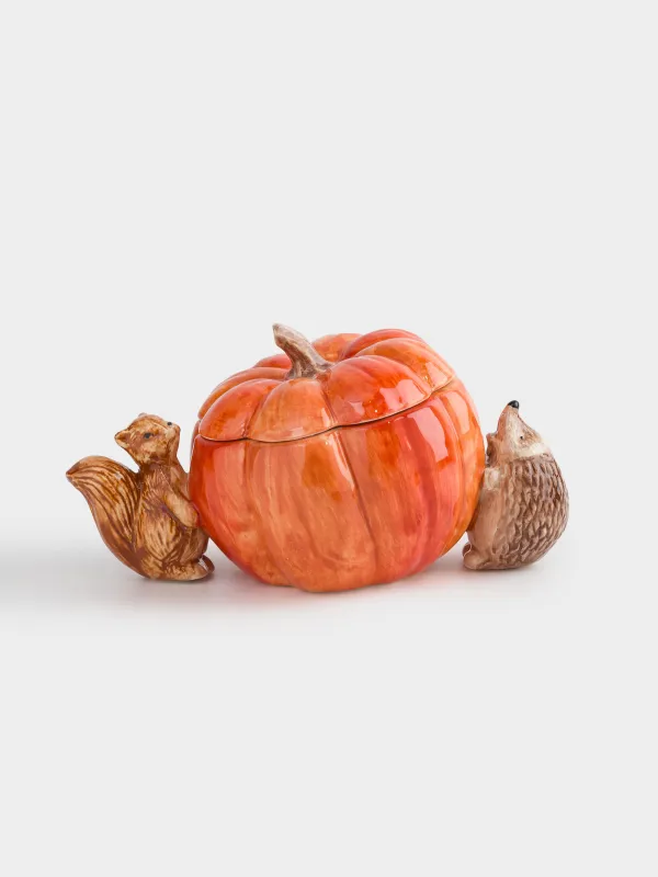 Емкость для хранения, 22х12 см, 550 мл, керамика D, Еж и белка с тыквой, Forest symphony, image-0