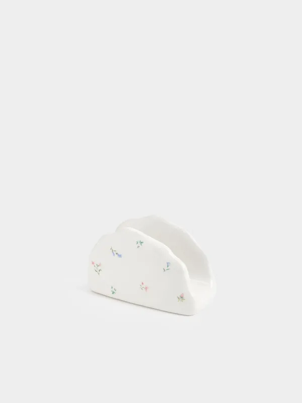 Салфетница, 12 см, керамика D, молочная, Нежные цветы, El flora, image-3
