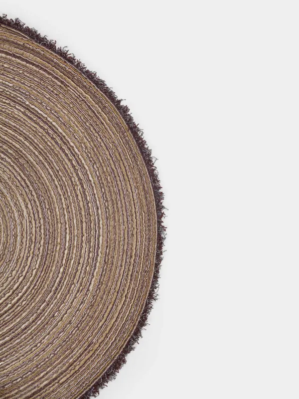 Салфетка под приборы, 38 см, с бахромой, полиэстер, круглая, коричневая, Rotary, image-3