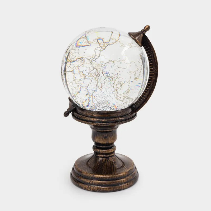 Снежный фонарь, 19 см, с подсветкой, пластик, бронзовый, Глобус, Bronze style, image-0