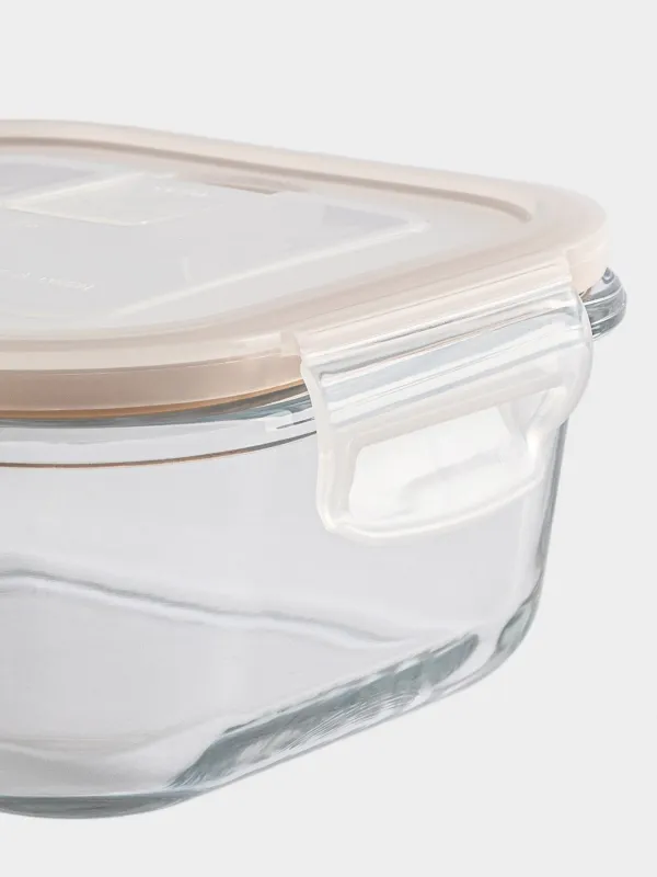 Контейнер, 520 мл, с клипсами, с клапаном, стекло Т/пластик, квадратный, Soft kitchen, image-4
