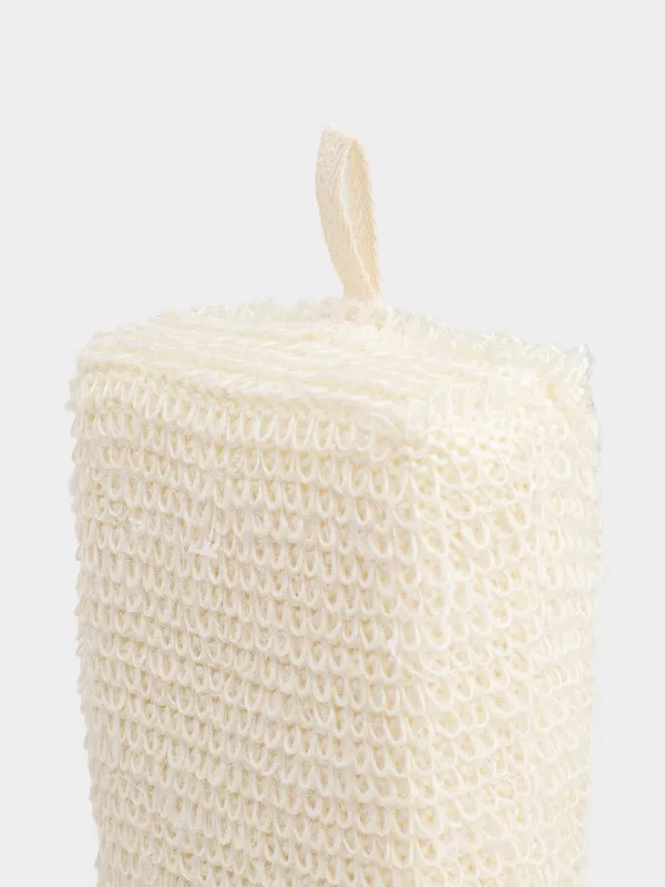 Мочалка-губка для мытья тела, 9х14 см, джут/полиуретан, молочная, Eco life, image-1