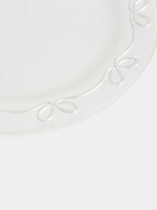 Тарелка закусочная, 21 см, стекло, белая, Банты, Bows pattern, image-3