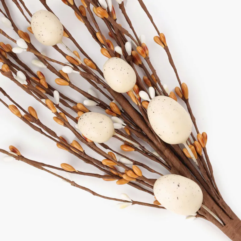 Ветка декоративная, 45 см, пластик/бумага, Бело-оранжевые ягоды, Rustic Easter decor, image-2