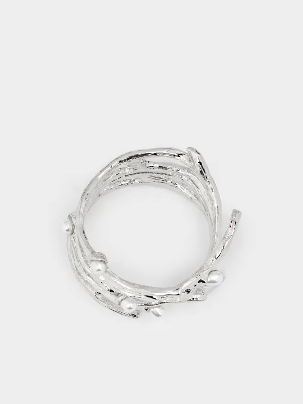 Кольцо для салфеток, 4 см, металл/пластик, серебристое, Жемчужины, Pearl, image-4