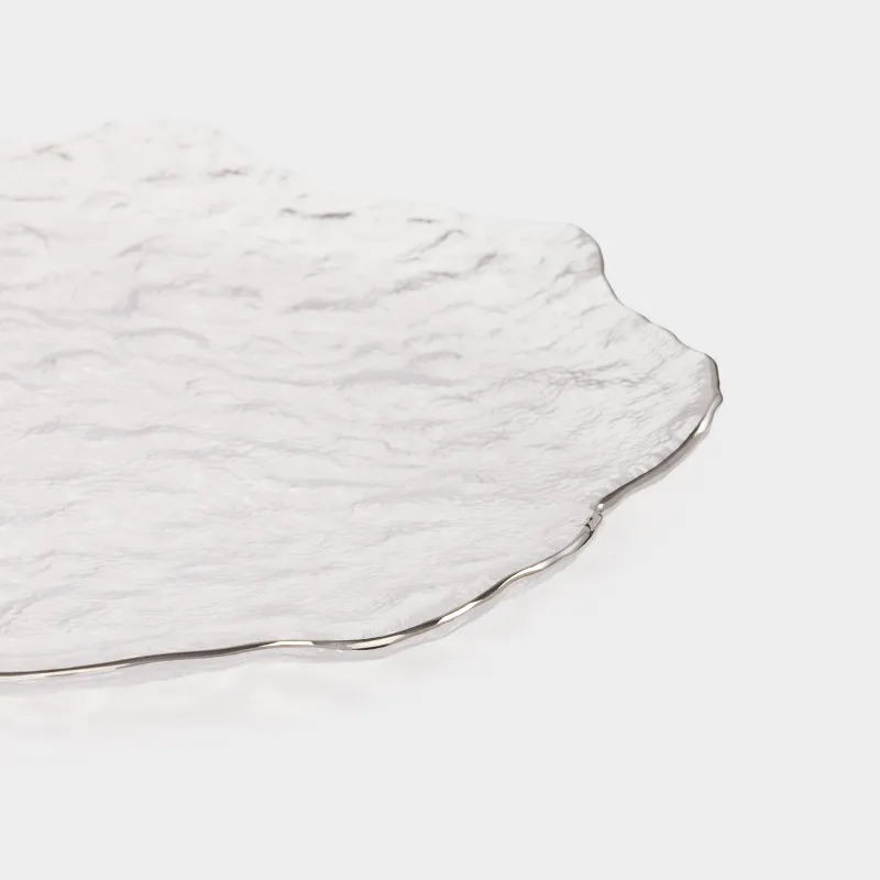 Блюдо, 30 см, стекло, с серебристым кантом, Nautilus silver, image-3