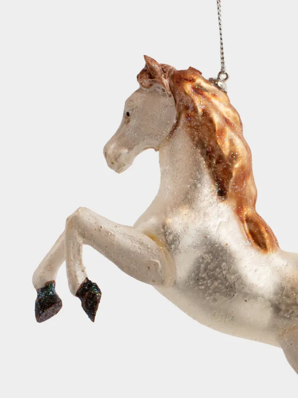 Игрушка елочная, 12х10 см, стекло, Figure horse, image-3