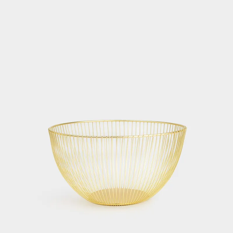 Корзина для фруктов, 25 см, металл, золотистая, Twist gold