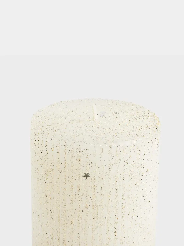 Свеча, 15 см, цилиндрическая, с блестками, Ribbed candle, image-2