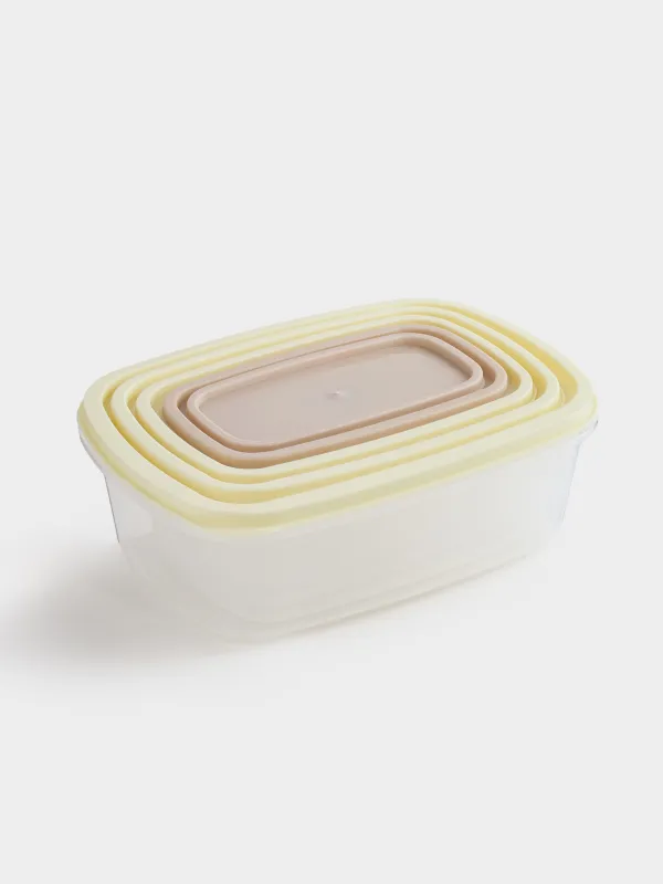 Набор контейнеров, 5 шт, пластик, прямоугольный, молочный/серо-коричневый, Rista, image-2