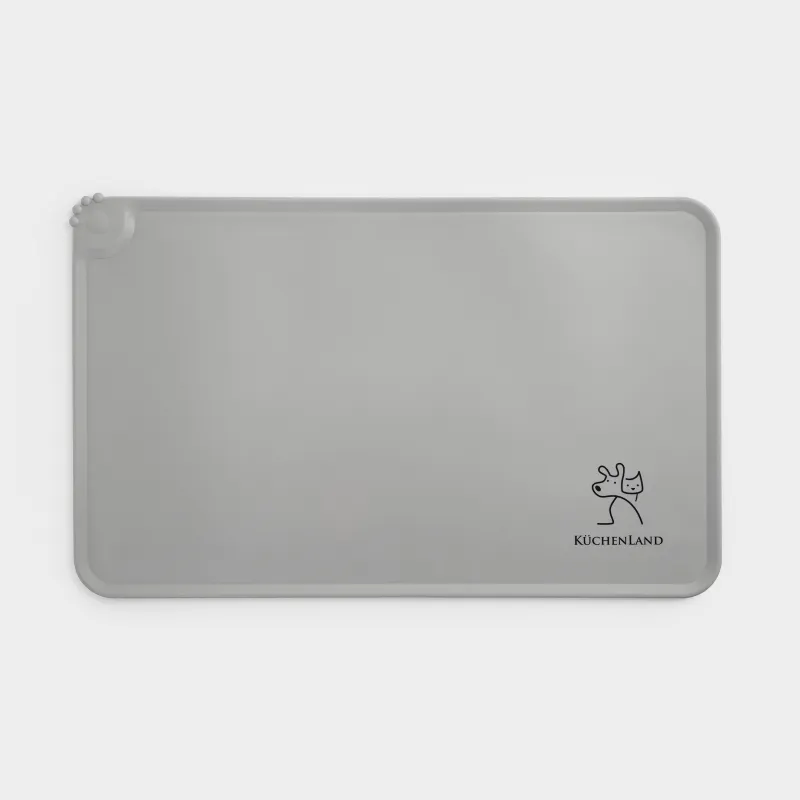 Коврик под миску для животных, 48х30 см, силикон, серо-бежевый, Favorite pet