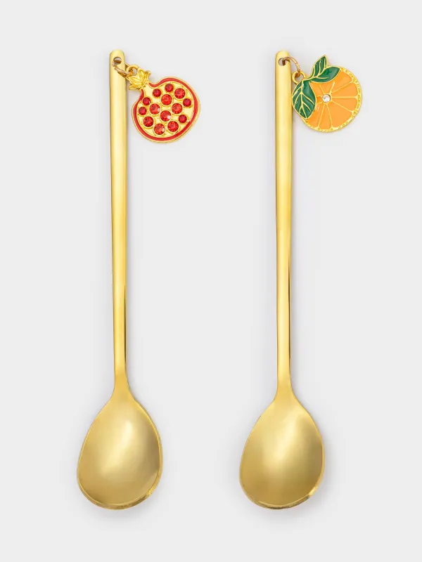 Ложка десертная, 14 см, 2 шт, сталь, золотистая, Гранат и апельсин, Garnet gold, image-4