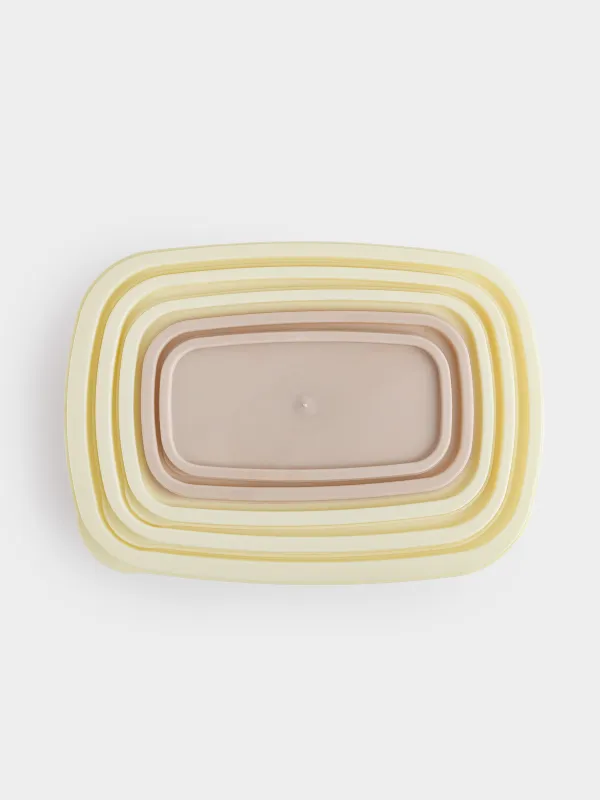 Набор контейнеров, 5 шт, пластик, прямоугольный, молочный/серо-коричневый, Rista, image-3