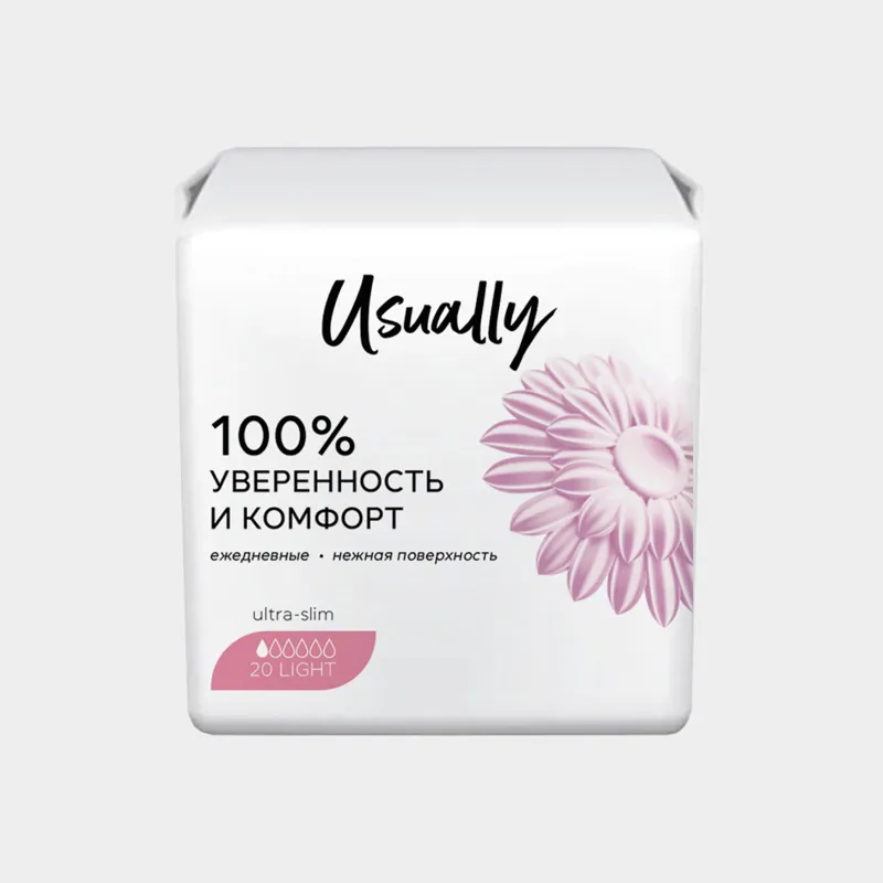 Прокладки гигиенические, 15 см, 20 шт, ежедневные, Light, Usually