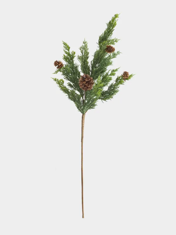 Ветка декоративная, 91 см, полиэтилен/пенопласт, Хвоя с шишками, Conifer decor, image-0