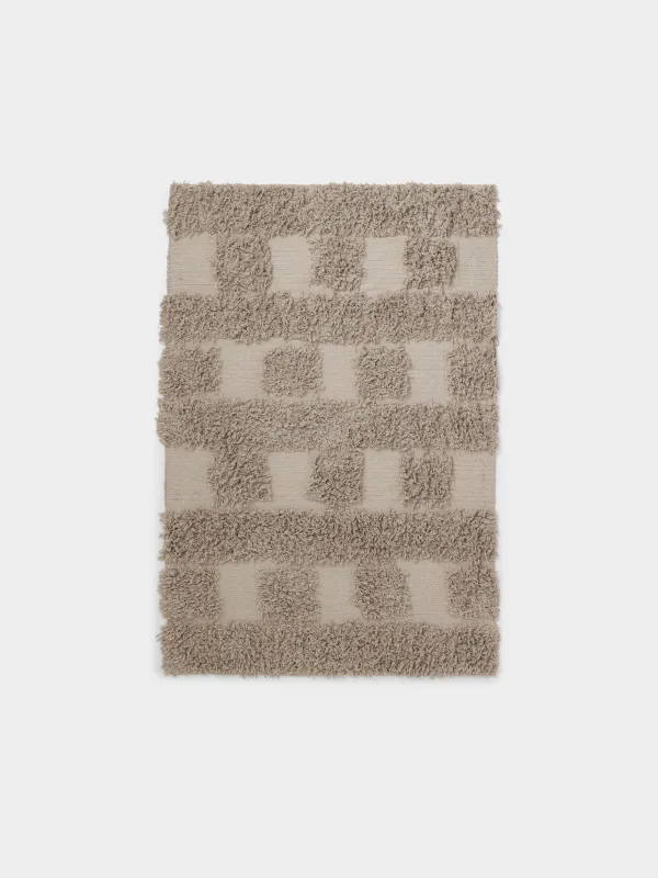 Ковер, 120х180 см, с ворсом, хлопок, бежевый, Cage pattern, image-0