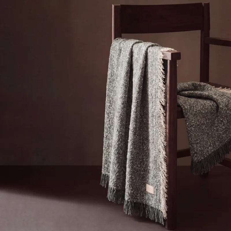 Плед, 130х170 см, с бахромой, акрил/полиэстер, зеленый, Acrylic