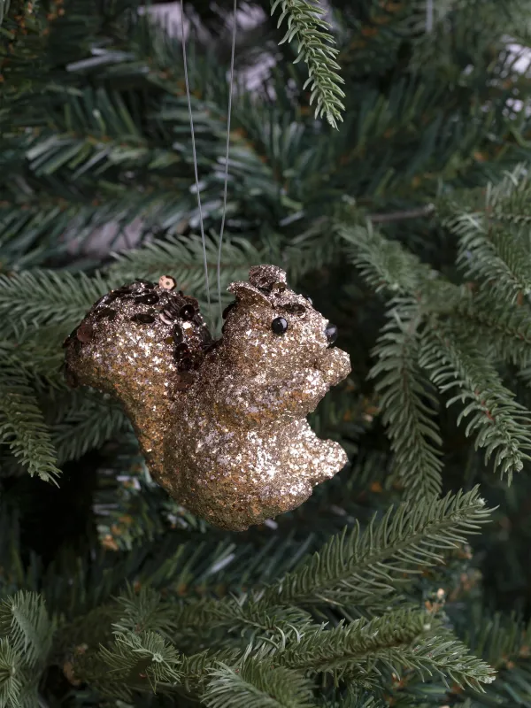 Игрушка елочная, 10 см, пластик, с блестками, шампань, Белка с пайетками, Figure sparkle, image-4