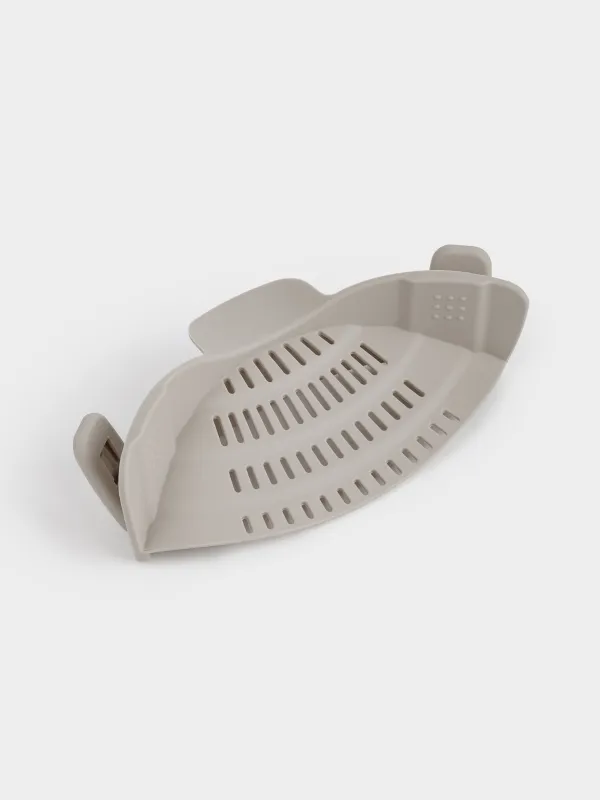 Дуршлаг-насадка на кастрюлю, 23 см, на зажимах, силикон, серо-коричневый, Soft kitchen, image-1