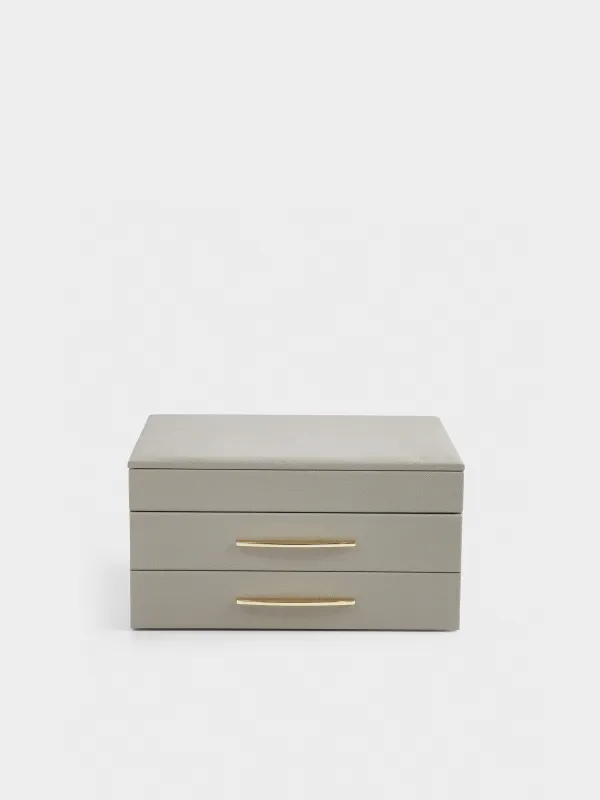 Шкатулка для украшений, 27х22 см, искусственная кожа/МДФ, серая, Premiere, image-1