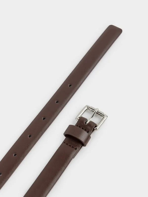 Ремень женский, единый размер, тонкий, полиуретан, коричневый, Force, image-3