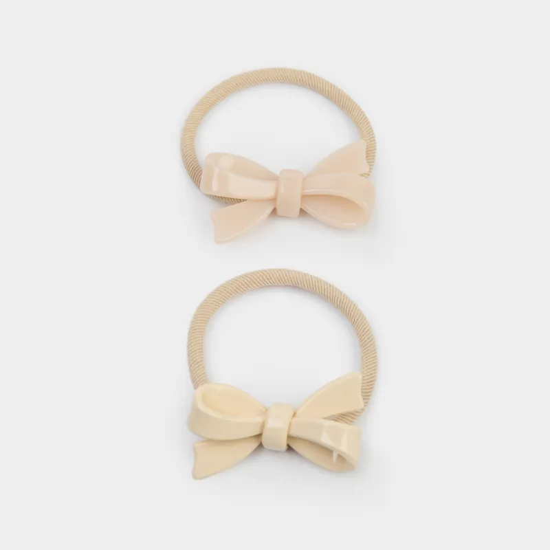 Набор резинок для волос, 6 см, 2 шт, детский, акрил/полиэстер, розовый/молочный, Бант, Gracile