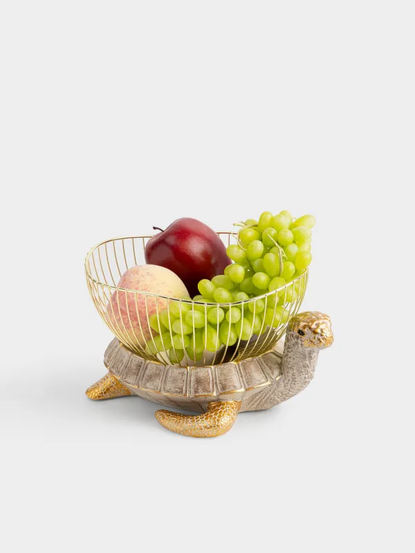 Корзина для фруктов, золотистая, Grand turtle, image-3