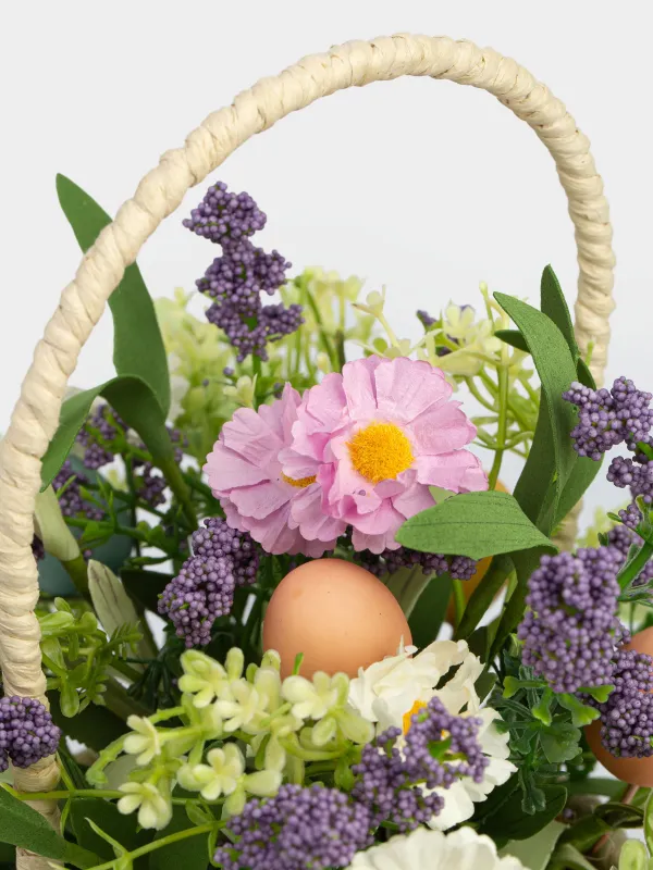 Композиция декоративная, 26 см, в корзинке, пластик/пенопласт, Цветы, Easter decor, image-4