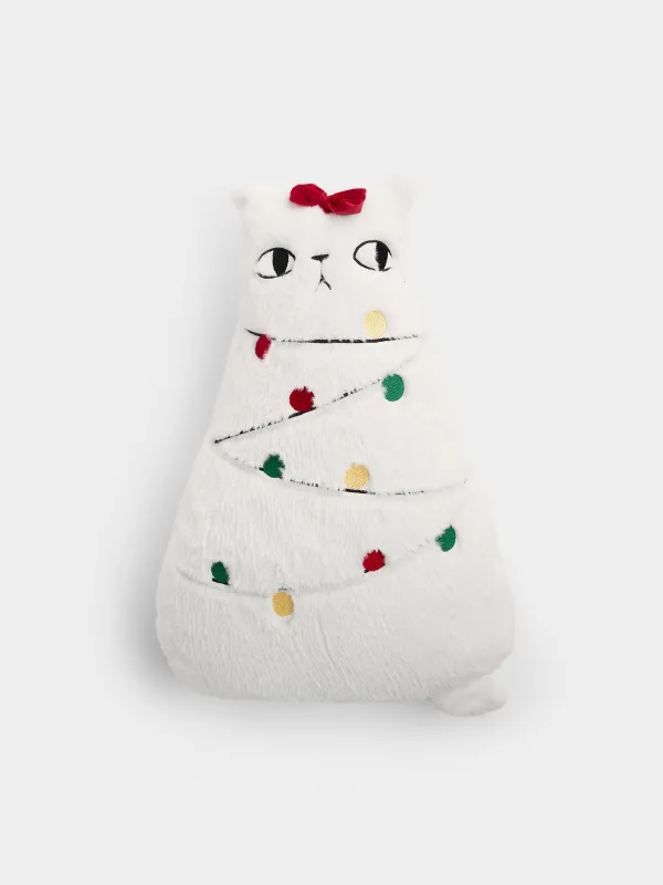 Подушка декоративная, 32х51 см, Кот с гирляндой, Christmas cat, image-0