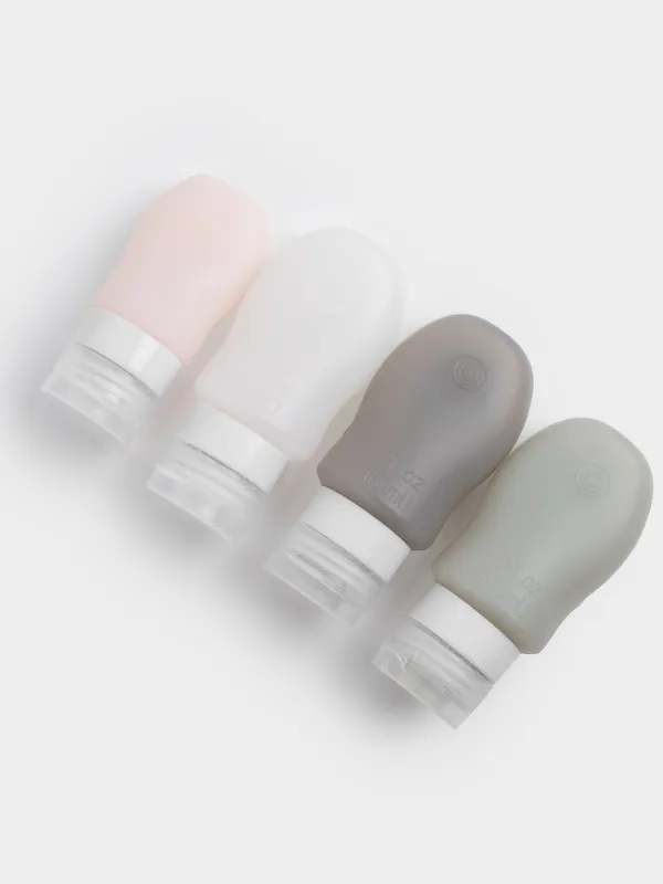 Набор флаконов для путешествий, 4 шт, на присоске, в косметичке, силикон, Travel color, image-1