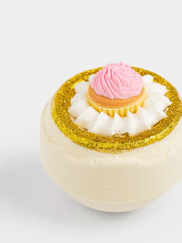 Бомбочка для ванны, 130 гр, с игрушкой, желтая, Печенье, Капкейк, Food spa, image-2