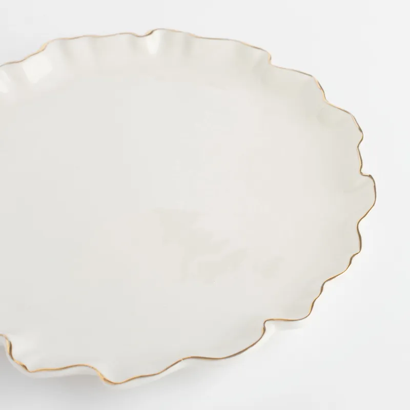 Тарелка закусочная, 20 см, фарфор P, с золотистым кантом, Мятый эффект, Crumple gold, image-4