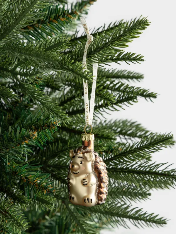 Игрушка елочная, 5 см, стекло, с блестками, коричневая, Ежик, Figure christmas, image-3