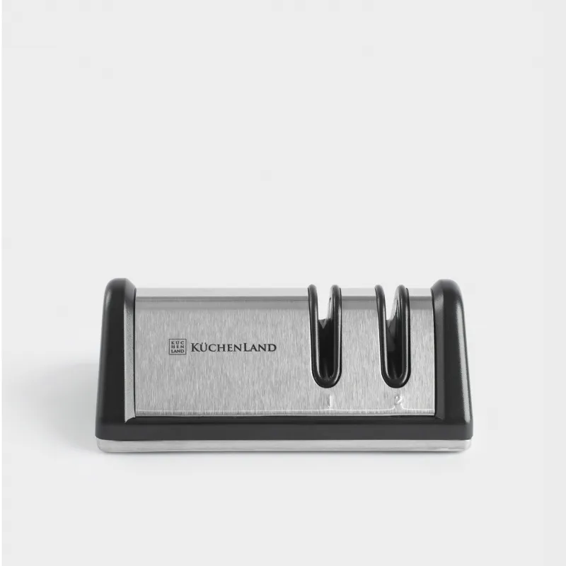 Точило для ножей, 10 см, два этапа заточки, пластик/сталь, черное, ромб, Accessories