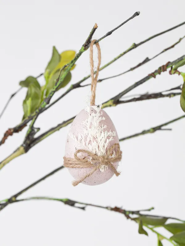 Подвеска декоративная, 6 см, пластик, розовая, с сухоцветами, Яйцо, Natural Easter, image-3