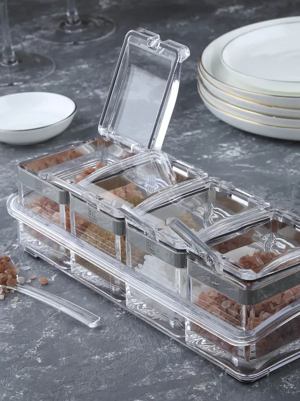 Контейнер, 26х9 см, 4 шт, с ложками, на подставке, акрил/сталь, Kitchen tools, image-6