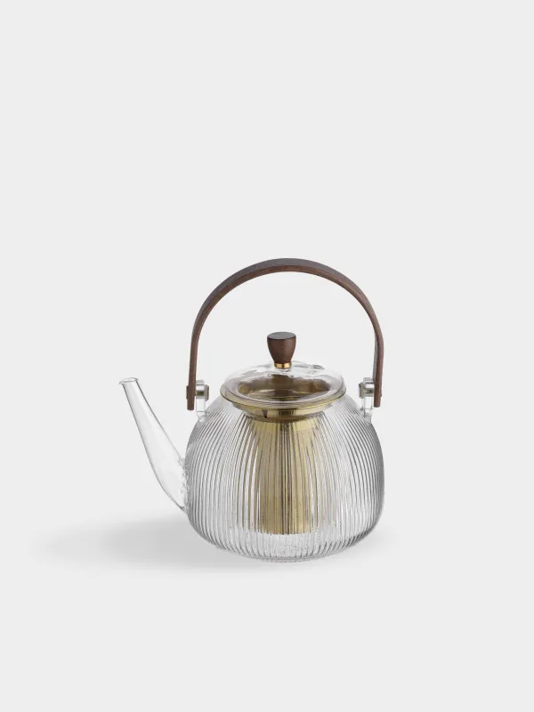 Чайник заварочный, 1 л, стекло Б/сталь, золотистый, Ribby gold, image-0