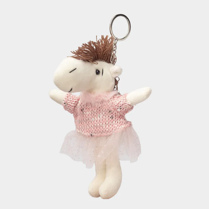 Брелок, 18 см, мягкий, полиэстер, бежевый, Лошадь в розовом платье, Cute horse