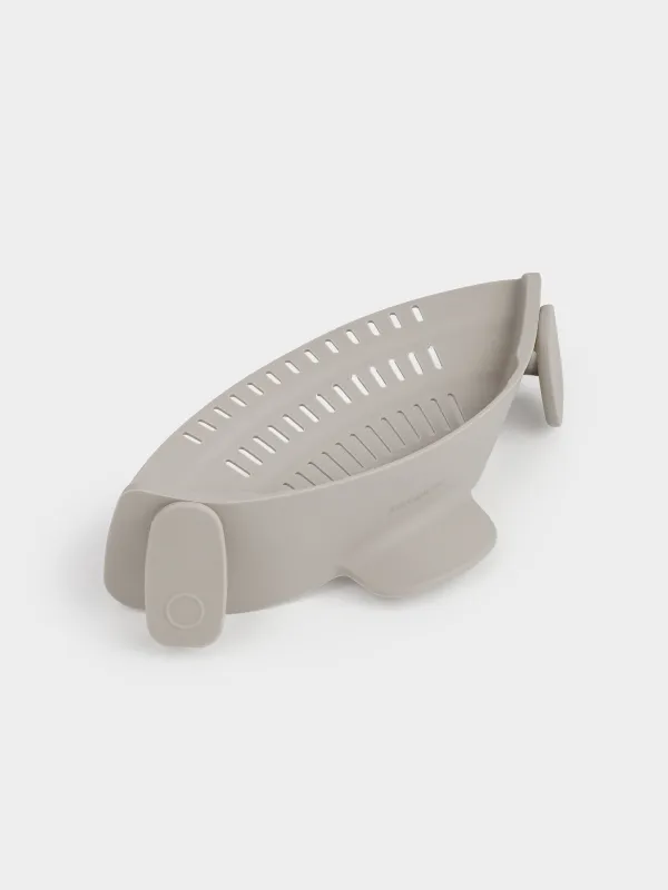 Дуршлаг-насадка на кастрюлю, 23 см, на зажимах, силикон, серо-коричневый, Soft kitchen