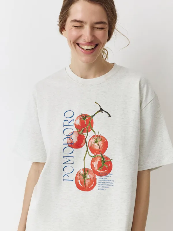 Футболка женская, серый меланж, Pomodoro, Alvida, image-2