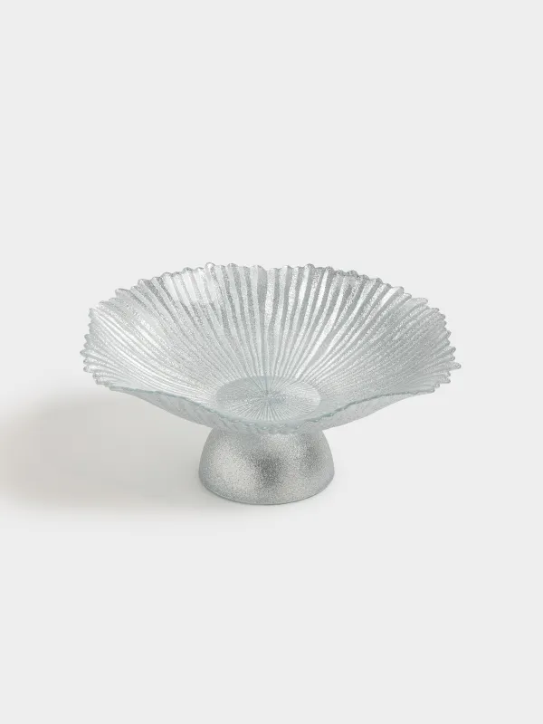 Ваза для фруктов, 32х13 см, на ножке, стекло Р, серебристая, Verge, image-1