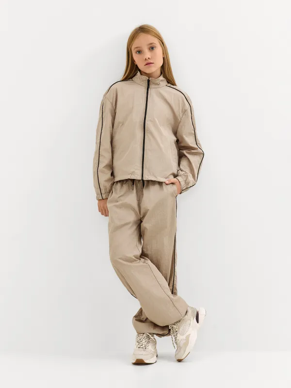 Брюки детские, р. 122 см, для девочек, полиамид/полиэстер, бежевые, Alba, image-0