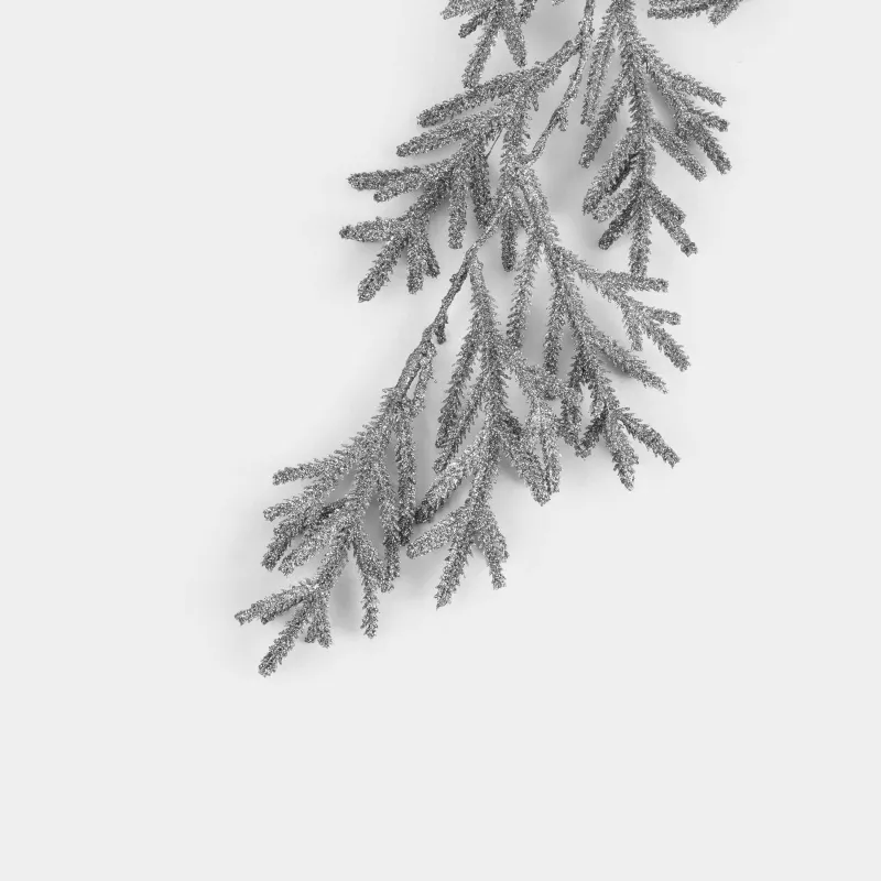 Ветка-гирлянда декоративная, 2 м, с подсветкой, пластик, серебристая, Хвоя, Sparkle decor, image-3