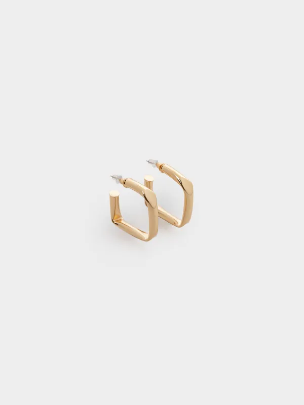 Серьги-пусеты, 3 см, 2 шт, металл, золотистые, Геометрия, Jewelry, image-2