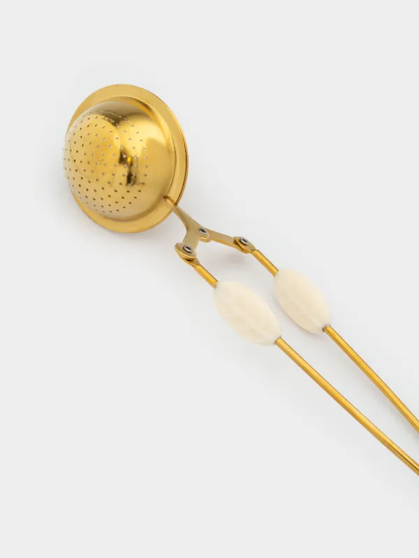 Сито для заваривания чая, 18 см, сталь/силикон, золотисто-молочное, Шар, Ball, image-5