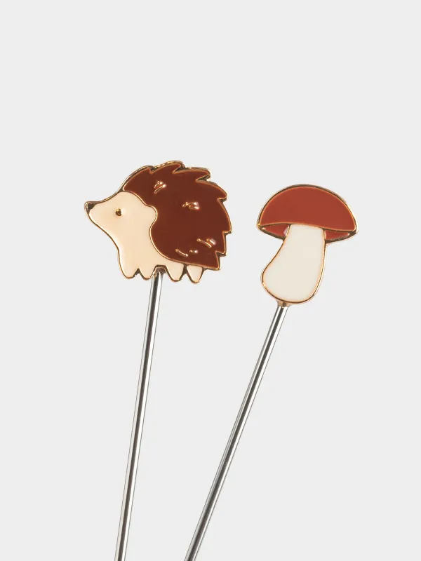 Шпажка для канапе, 12 см, 4 шт, металл, золотистая, Еж и гриб, Golden glow, image-2