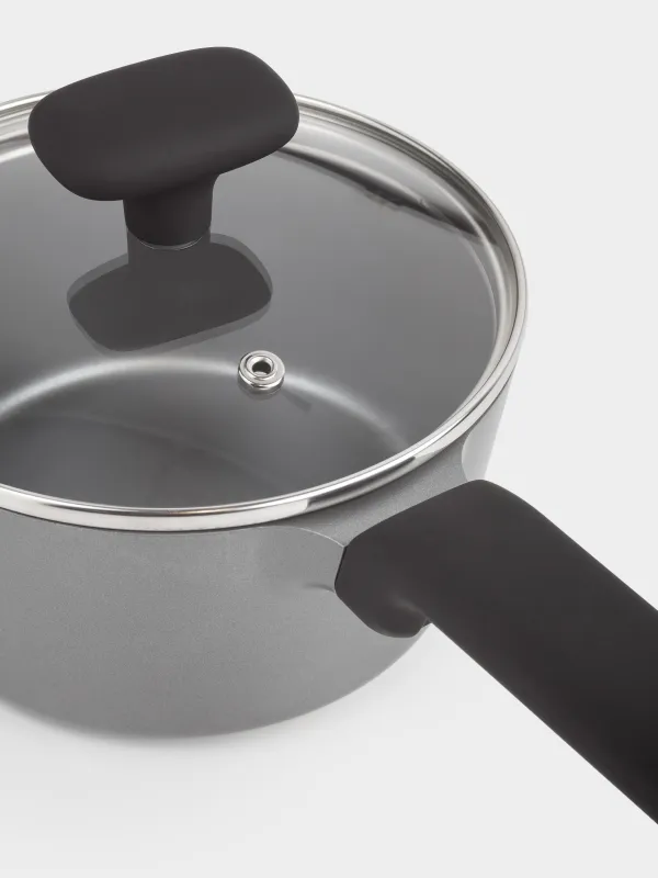 Ковш, 16 см, 1,5 л, с крышкой, с покрытием, алюминий, серо-черный, Mintali, image-4