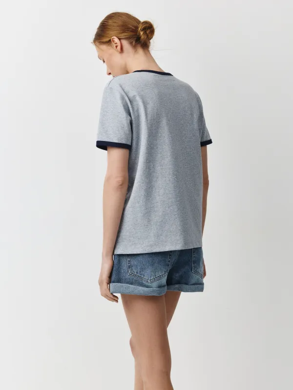 Футболка женская, с контрастным кантом, серая, Isidora, image-3